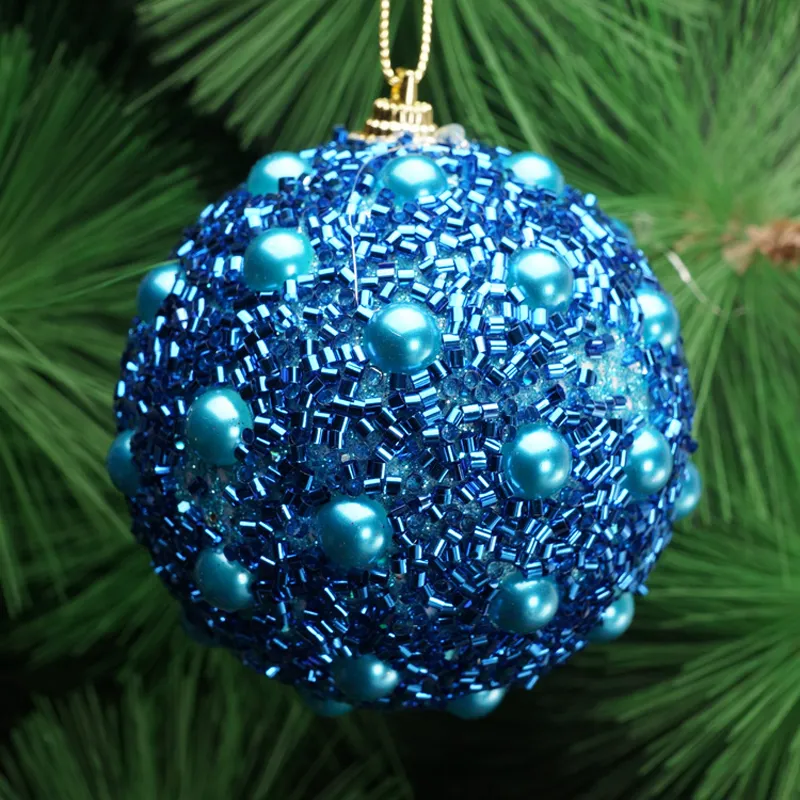 Palla di Natale Schiuma Decorazione dell'albero di Natale Palline di polvere d'oro perlato Decorazione natalizia Palline con ciondolo 7 colori Palla di decorazioni natalizie BH0245 TQQ