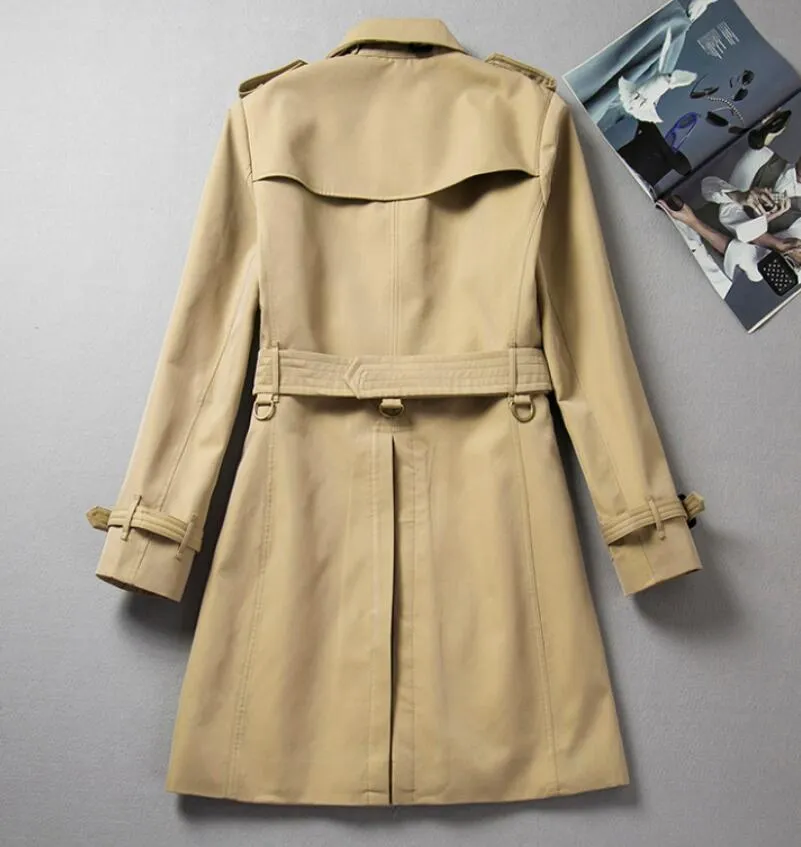 HET KLASSISK! herrmode England Style mellanlång trench/hög kvalitet bomullsmärken design dubbelknäppt trenchcoat för herr/män vårjacka B86887F570 S-XXL