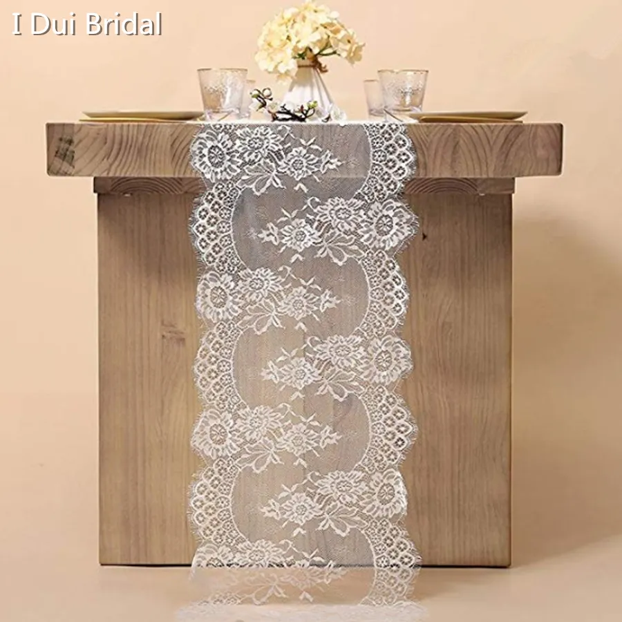 12" X 120" Lace Table Runner Exquisite Lace Fabric with Rose Vintage Embroidered Perfect for Wedding Boho Party Decor