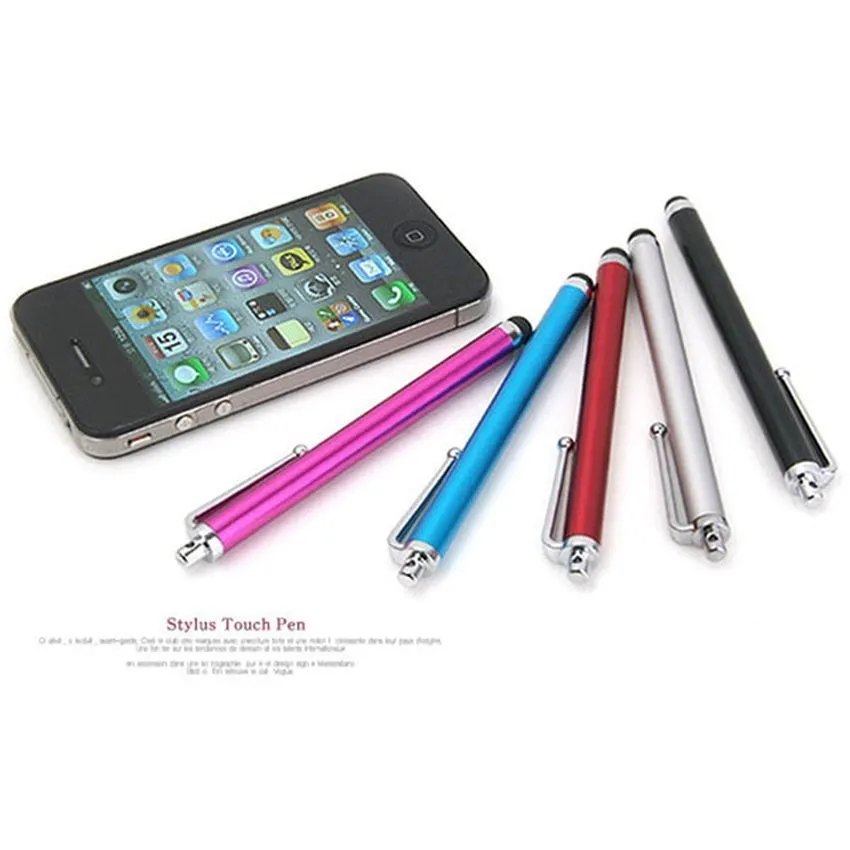 3000 pz/lotto Moda Universale 9.0 HD schermo Capacitivo in metallo penna touch stilo in Metallo con clip per smart phone per Tablet