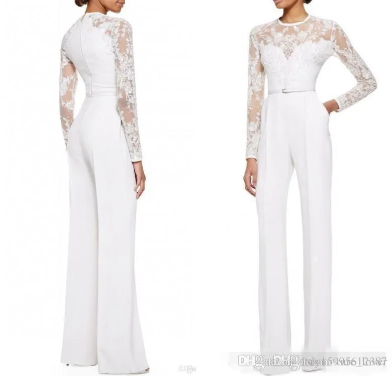 Custom Made White Lace Embellished Mother Of The Pant Suit Wedding ...