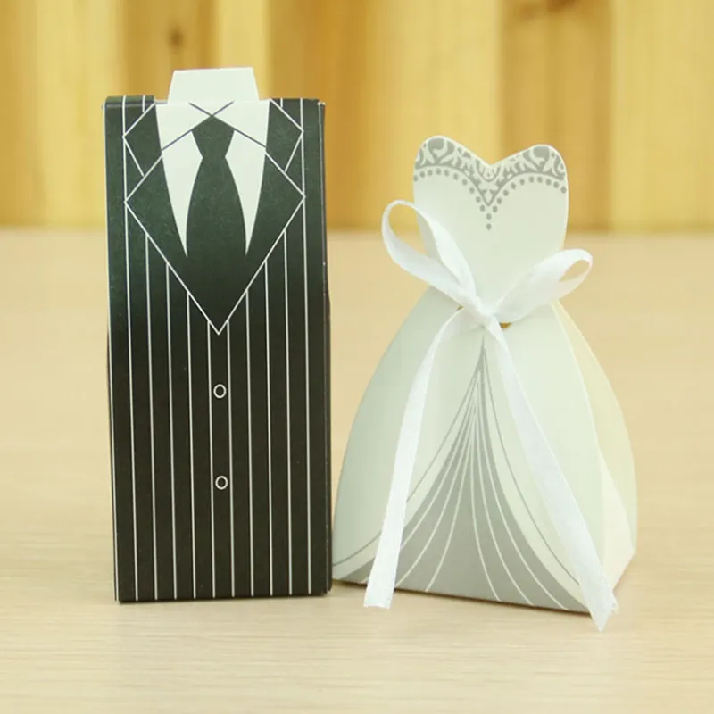 500ペア/ロット6スタイルの花嫁と新郎のドレス結婚式キャンディボックスギフトの好意箱の結婚式の誕生日イベントパーティー用品