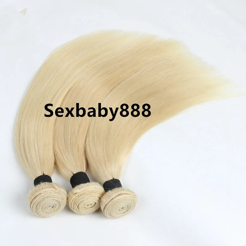 Rå Brasilianska Virgin Remy Hårfärger Förlängningar Vävning 613 Blont Hårväv Real Human Hair Products