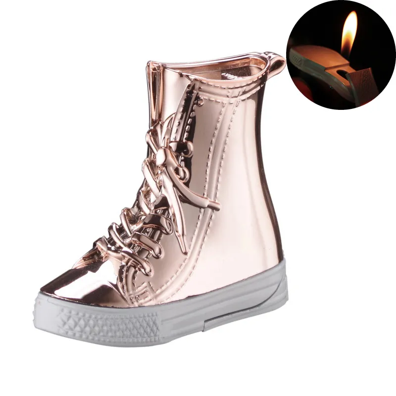 Mini Creative Creative Canvas Sapatos Sapatos Metal Flame Metal Butano Cigarte de Cigarro Inflável para Mulheres Coleção Home Decoração Estilo