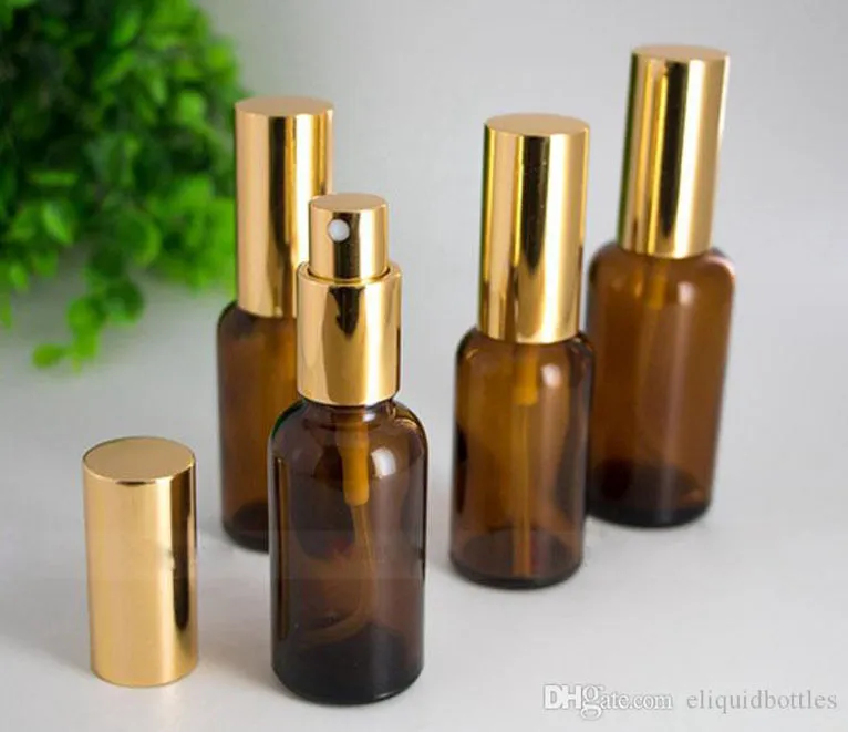 2017 heißer Verkauf USA 30 ml 50 ml Braun Parfüm Glas Sprühflasche Kosmetische Bernstein Ätherisches Öl Nachfüllbare Spray Parfüm Flaschen Schwarz Gold Kappe