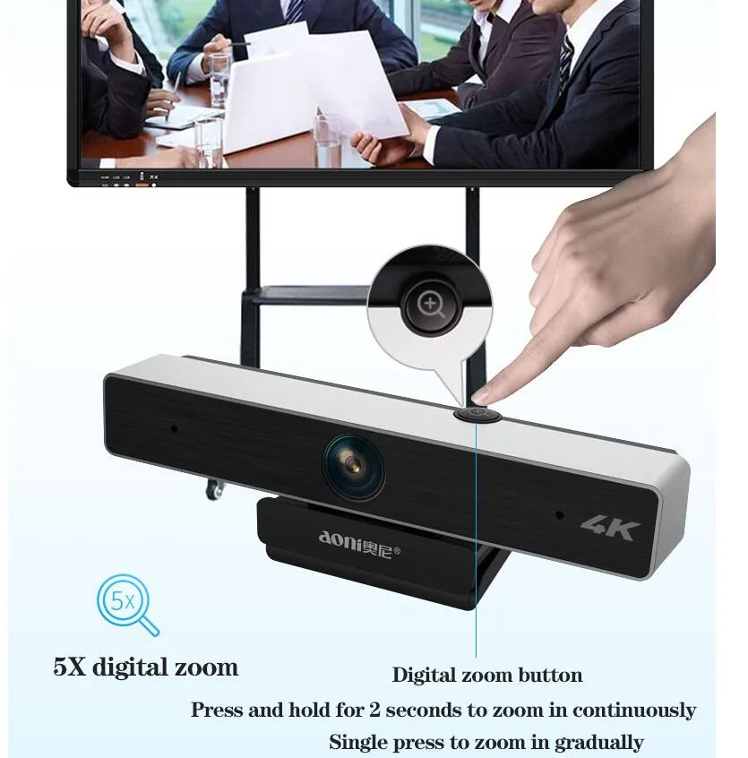 Aoni C98 4K HD 1080P Webcam For Video Conference streaming Recording 5X Digital Zoom Web Camera Teaching Training Web cam C90 C95