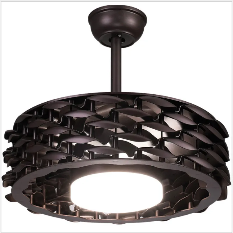 Nieuw ontwerp Bird Nest plafondventilatoren met licht in koffie Witgoud LED Diming Lights 55cm Fans Lighting 220V voor restaurant woonkamer