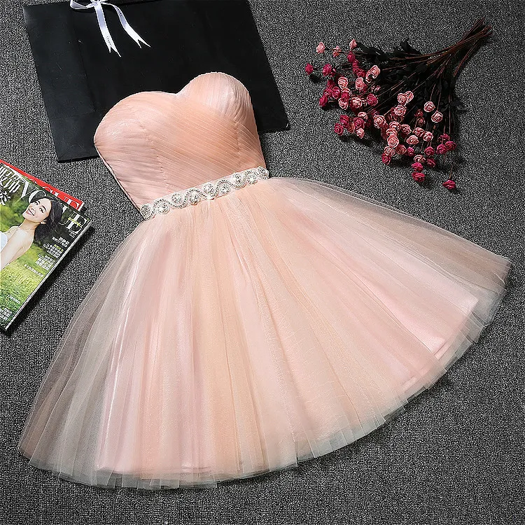 Sweetheart Tule Homecoming Jurken met Crystal Sash 2020 Vestido Graduacion Party Jurk Short Towns Lace Up