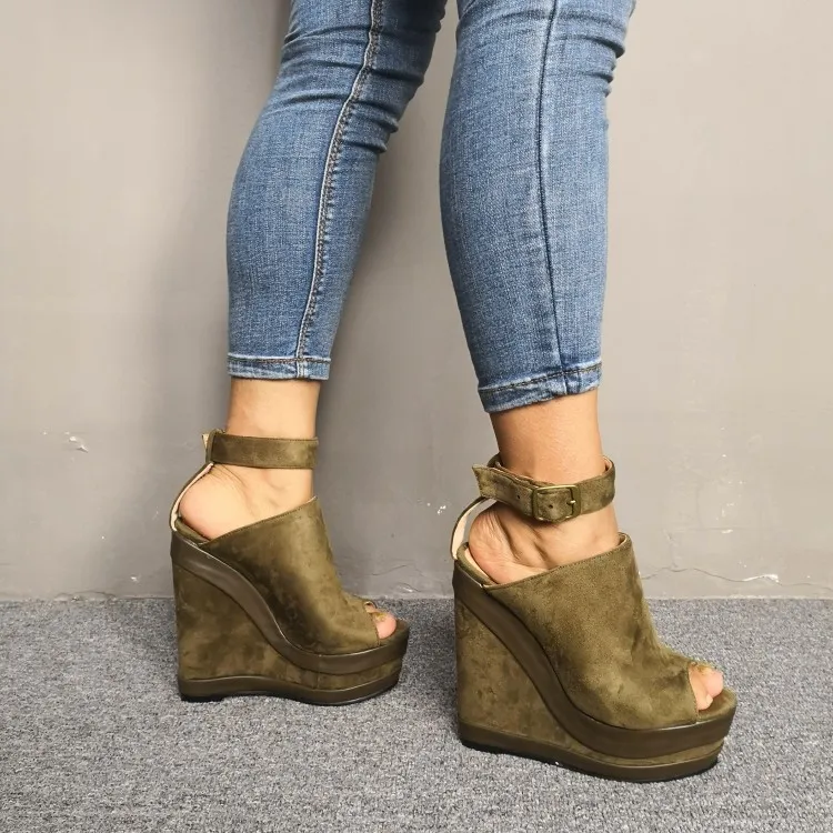 Army green wedges outlet