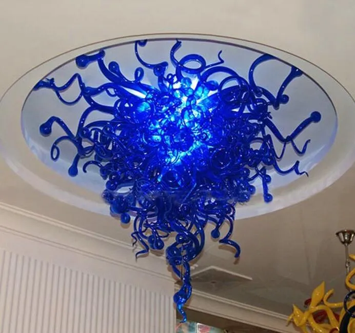 Lampade personalizzate realizzate in blu Lampadari moderni in stile italiano a soffitto Decorazione della casa Illuminazione con vetro di Murano soffiato a mano