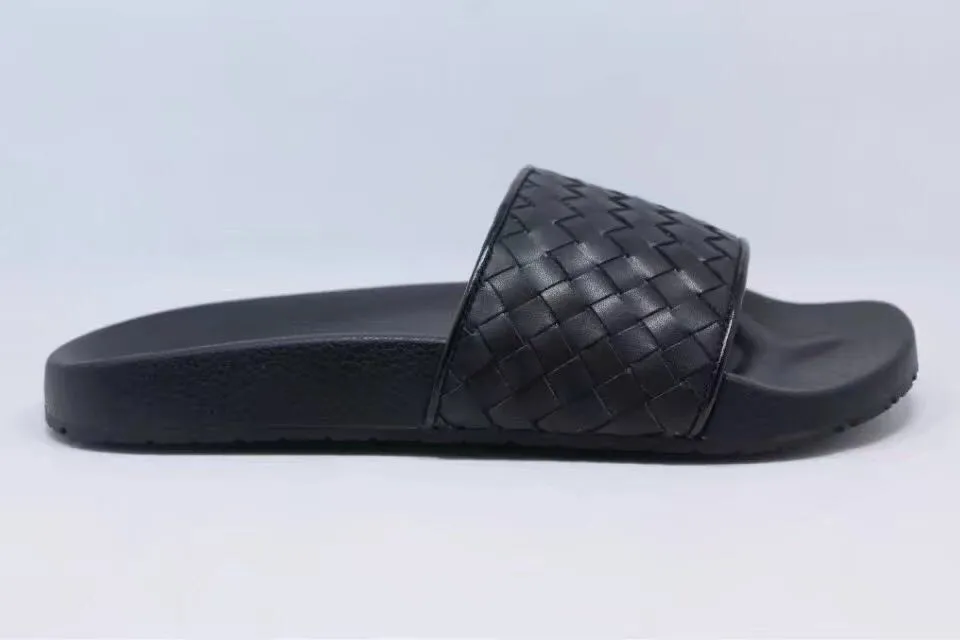 Billiga designer mode 2019 män skor designer tofflor gladiator sandaler halm flip flops rosa sandaler vävning