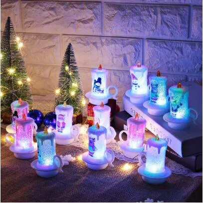 Sneeuwpop PVC Party Leuke Flicking LED Elektronische Tafel Kerst Kaars Licht Nacht Batterij Powered Decoratie Vlamloos