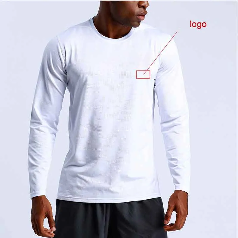 NYHET 2019 vår höst långärmad solid stretch Sport jogging löpning proffs gym snabbtorkande t-shirt herr