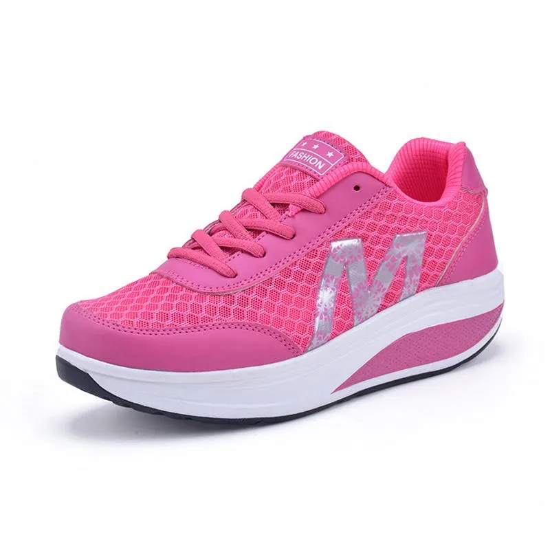 温かい販売 - フィットネスシューズ女性のスポーツのためのスポーツプラットフォームMujer Canvas Trainers Tenis Feminino Toning Shoing