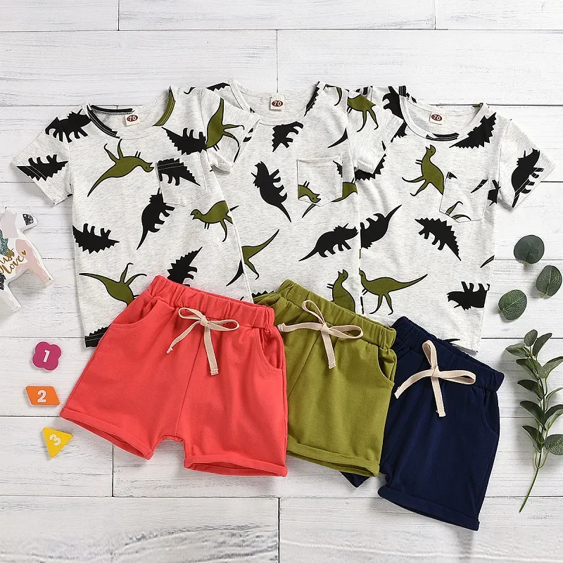 Dinosaur Baby Boy Pajama Set Short Sleeve Top And Shorts Pants Boutique