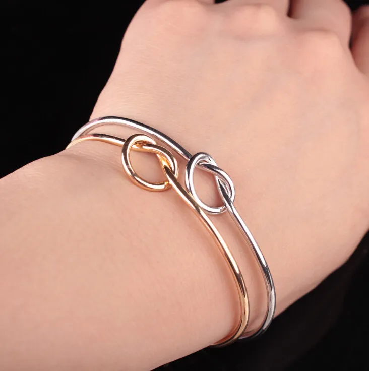 Wholesale- Tone Copper Expandable Open Wire Bangles For love knot Cuff Bracelets & Bangle For Kids And Adults
