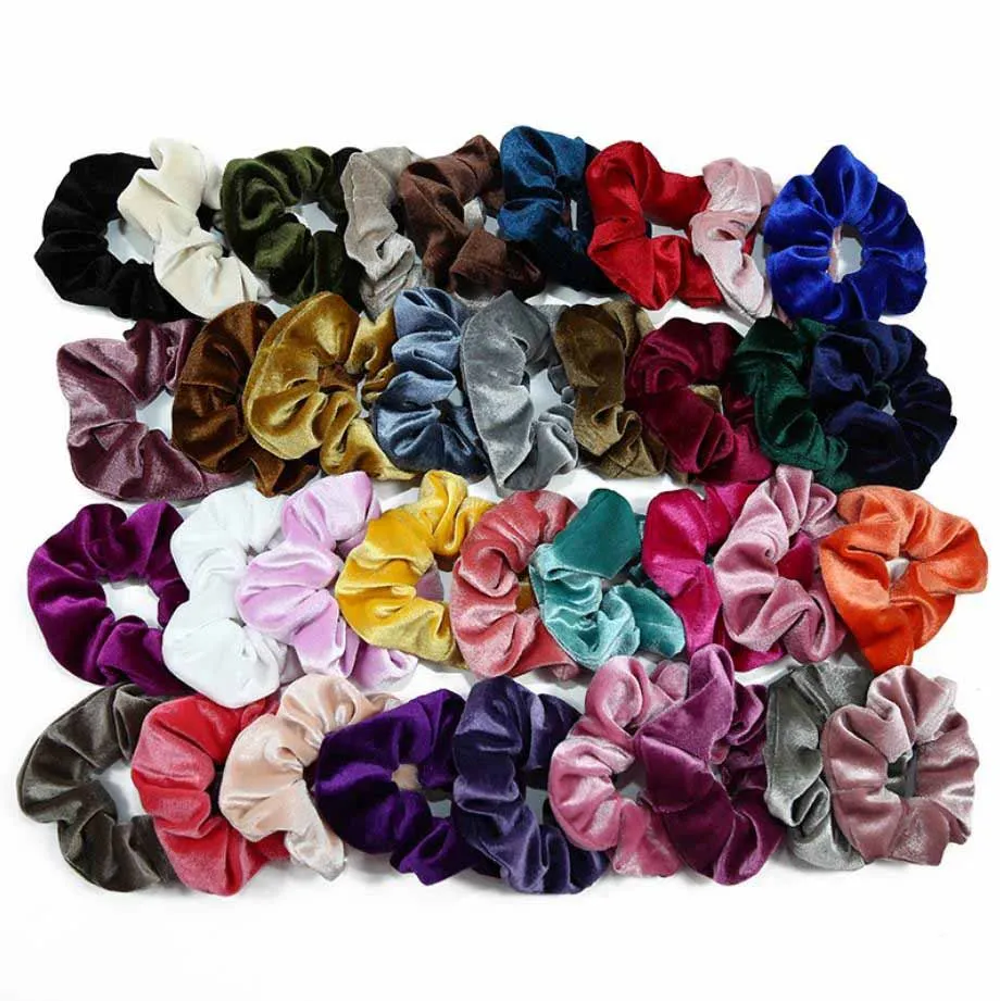 20 sztuk Ponytail Uchwyt Włosów Scrunchies Velvet Elastyczne pasy do włosów Scrunchy Hair Krawaty Ropy Scrunchie dla kobiet lub dziewcząt 50 kolorów