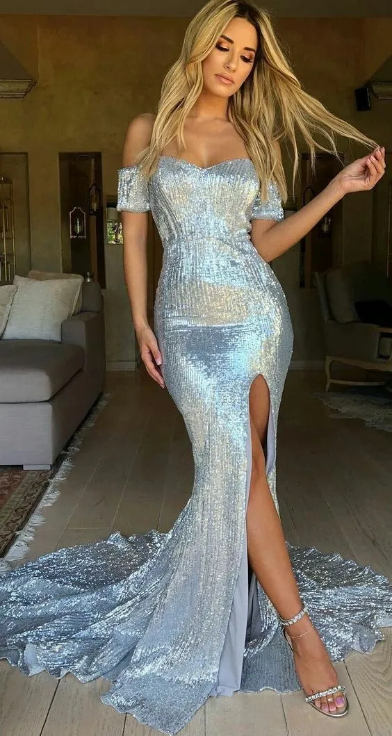 Sequin Mini Formal Silver Paillette Dress Sexy Formal Party Dresses Silver Glitter Evening Dresses With Side Sequin Mini Formal Silver Paillette Dress Sexy Formal Party Dresses Silver Glitter Evening Dresses With Side