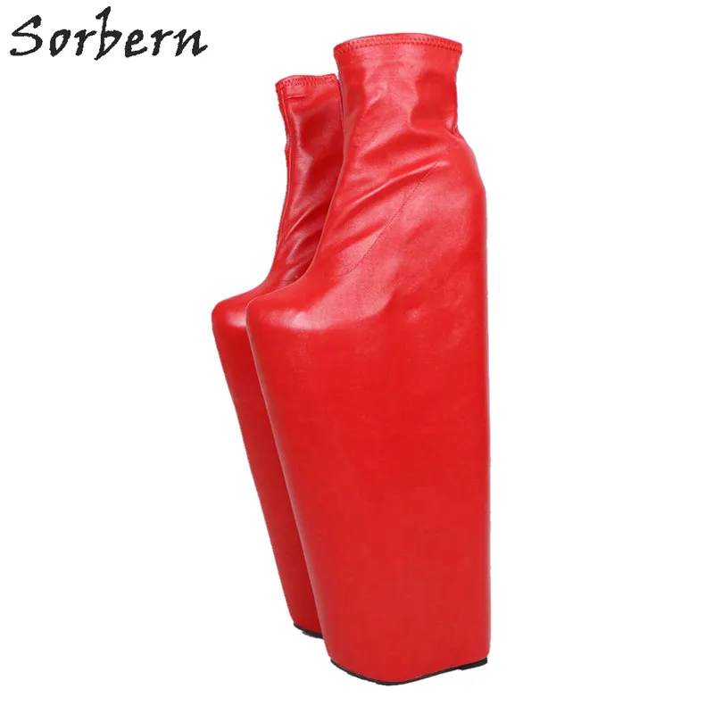 Sorbern rojo 50 cm tacones altos botines botines mujeres unisex style drag plataforma booties cuñas botines de color personalizado Mujer