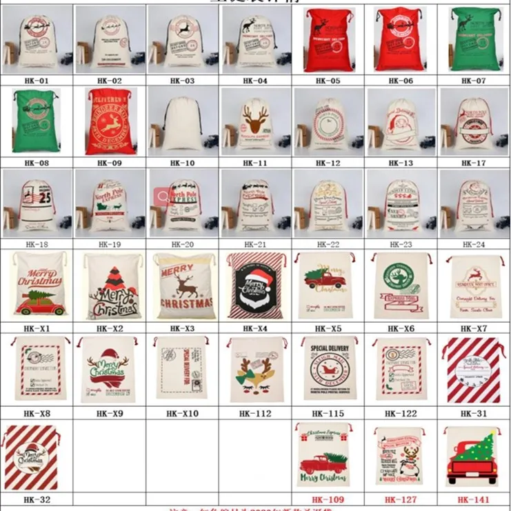 Monogrammable Santa Sacks Sacs-cadeaux de Noël Santa Sack Sac à cordon Santa Claus Deer 39 Designs Transport maritime en vrac BWE527