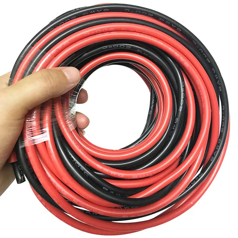 Freeshipping 5m red + 5m black extension cable flexible silicone wire Test Line 8AWG tinned Copper Cord silicone rubber Cable