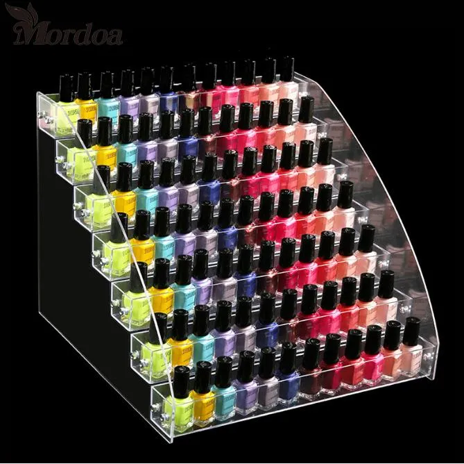 Acrylic Nail Polish Display Organizer 2-3-4-5-6-7 Layer Manicure Cosmetics Smycken Display Stativhållare Klar akryl Makeup Box