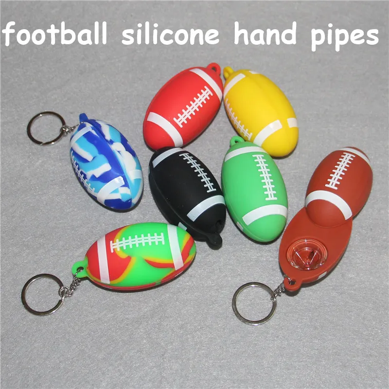 Futebol Tubos de Tabaco FuminoPipes Inquebrados Tubos de Silicone Seco Handpipes de silicone com tigela de vidro + Keychain