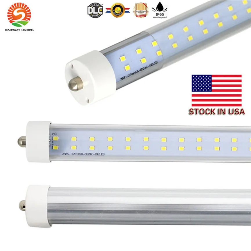 LED أنابيب 8ft تركيبات 5000K 6000K فا 8 دبوس واحد الصمام t8 8ft أنبوب 65 واط الصابورة الالتفافية 8 أقدام الصمام أنابيب الفلورسنت مصباح