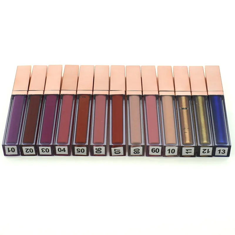 liquido opaco appiccicoso etichetta non privata bastone liquido nude tubi di cartone organici 13 colori lip gloss liquido imballaggio waterpoof lipgloss