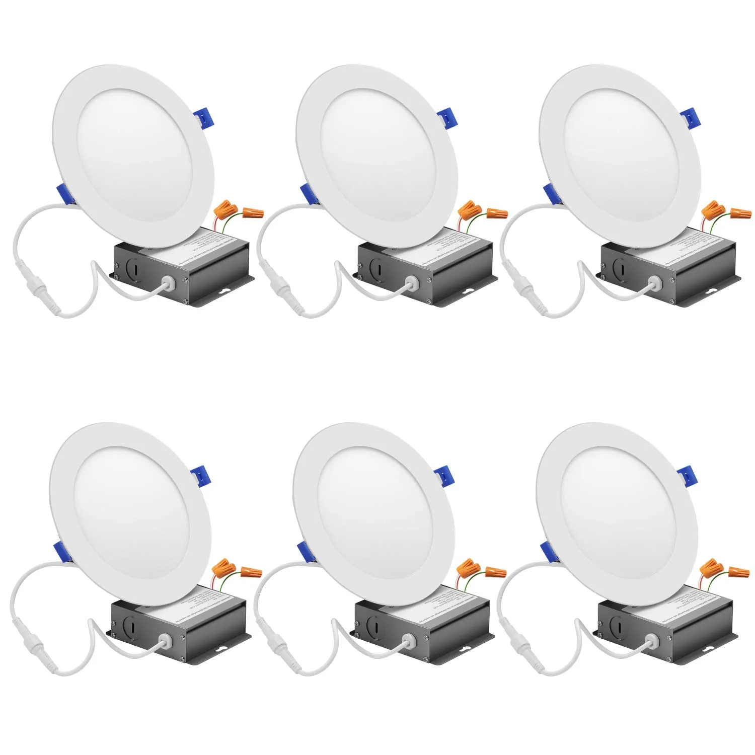 Stock aux États-Unis - Downlight LED mince 15 W 6 pouces avec boîte de jonction 15 W = 120 W 1125LM 3000 K Blanc chaud Luminaire de plafond encastré à intensité variable