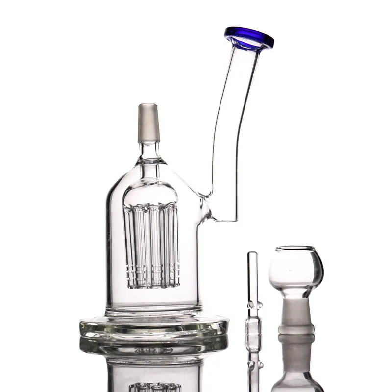 new design Glass bong eight arm tree hookahs percolater thick water pipe with 14mm nail dome