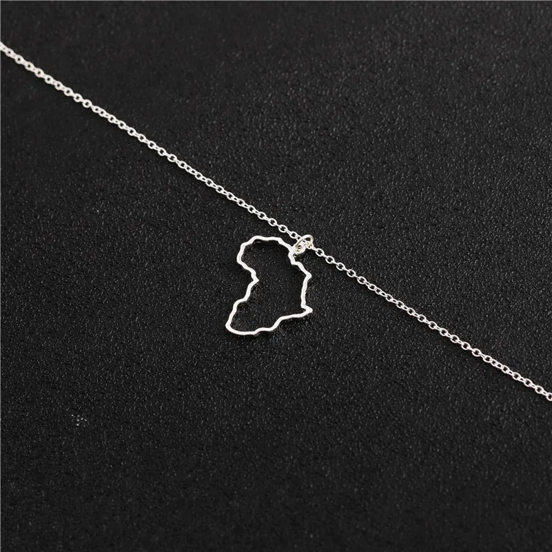 30PCS Outline African Country Map Necklaces Continent Egypt South Africa Kenya Nigeria Ethiopia Profile Charm Pendant Chain Women Jewelry