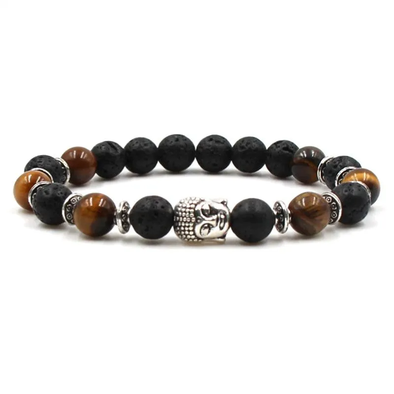 Bead Armbanden Armbanden Tijger Eye Lava Elegante Natuursteen Kralen Strand Armband Bracet voor Mannelijke Sieraden Tijger Eye Stone Lava Armband