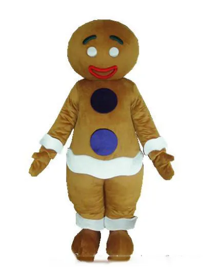 Professionell Custom Brown Gingerbread Man Mascot Kostym Gingerbread Men Karaktär Kläder Jul Halloween Party Fancy Dress