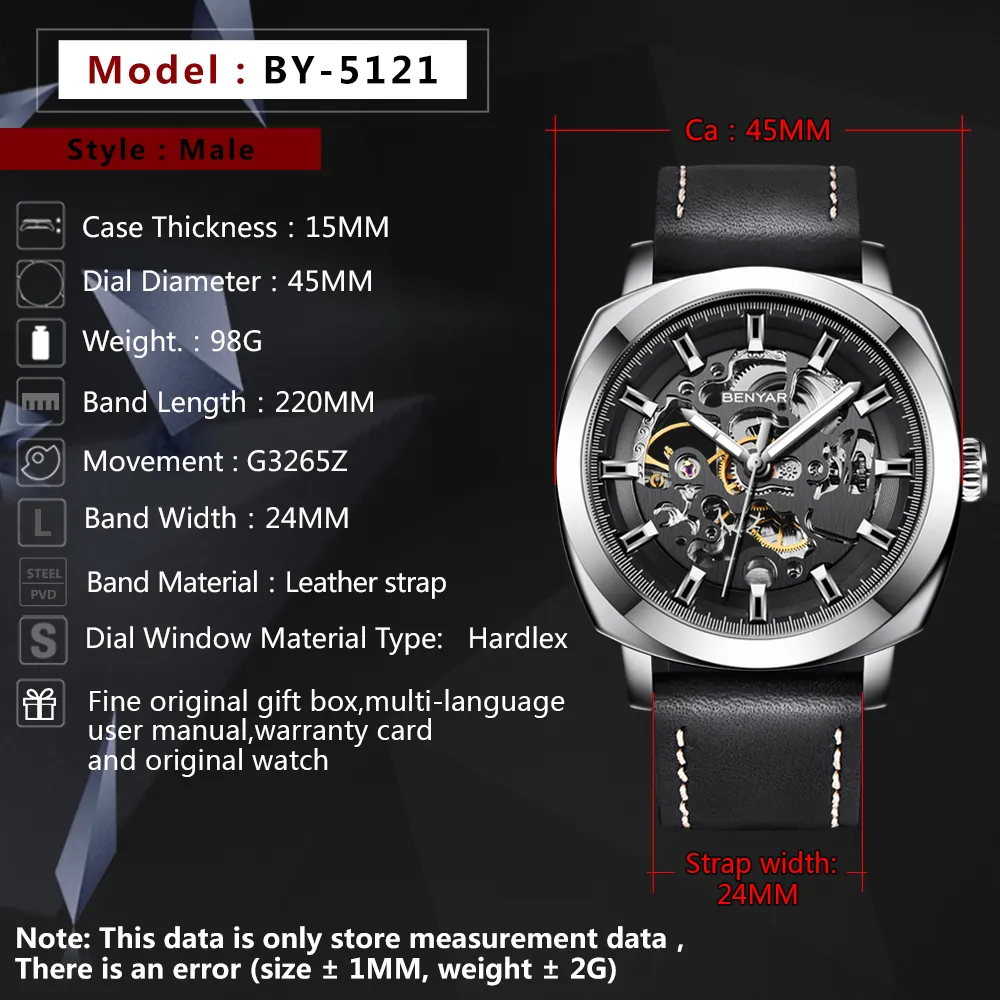 BENYAR Orologio Uomo Quarzo In Acciaio Inox - Quadrante Blu E Argento - Impermeabile 30M E Resistente Ai Graffi - Data - Regalo Business