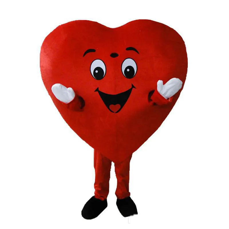 2019 Röd Hjärta av Vuxen Mascot Kostym Vuxen Storlek Fancy Heart Love Mascot Kostym
