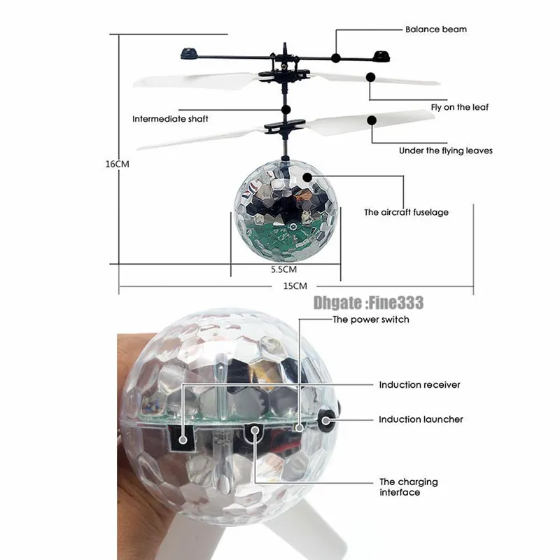 Mini jouets d'hélicoptère RC à détection IR pour enfants, balle