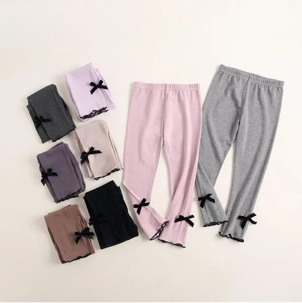 Baby Leggings Crianças Ruffle Elastic Tights Verão Bowknot Nona Calças Meninas Designer Boutique Meias Ao Ar Livre Curva Quente Estoque YPP225