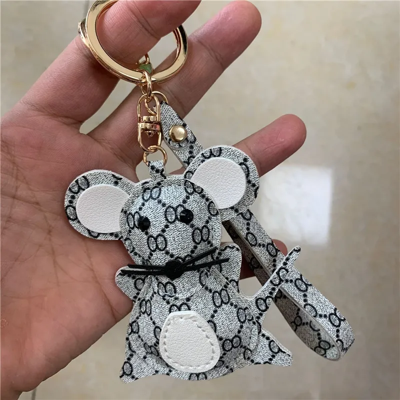 Portachiavi con design a forma di mouse Accessori per portachiavi di lusso alla moda per cartoni animati per chiavi della macchina Portachiavi con animali in pelle PU Anelli Porta gioielli con ciondoli