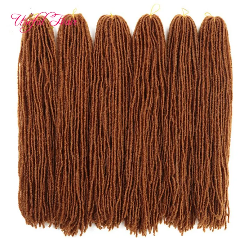 Dreadlocks ombre rubio Extensiones de cabello de ganchillo tejido de cabello sintético de color puro Cabello trenzado de 18 pulgadas Sister Micro Locks recto 27 hilos