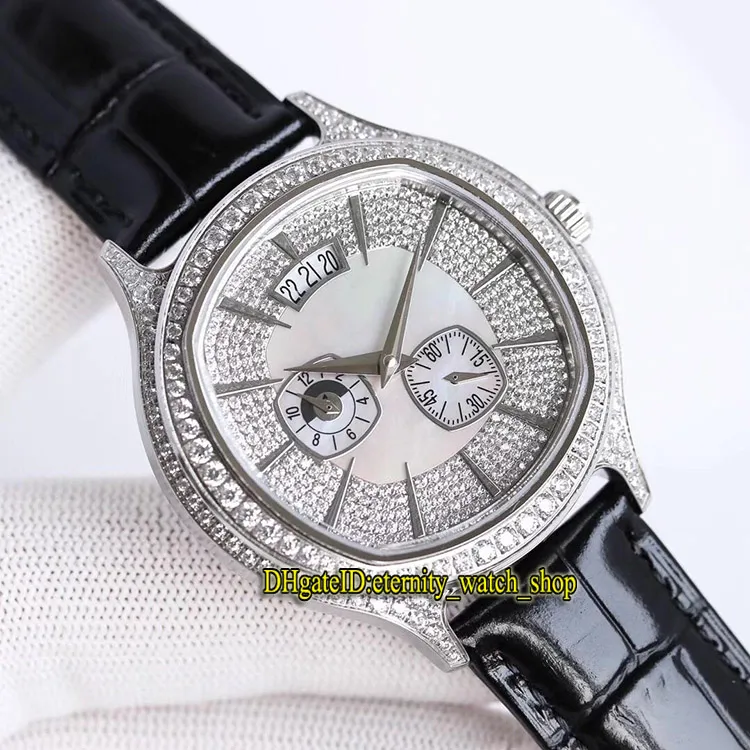 Black and White Luxury Men s Automatic Watch with Dual Time Zone and Diamond Accents