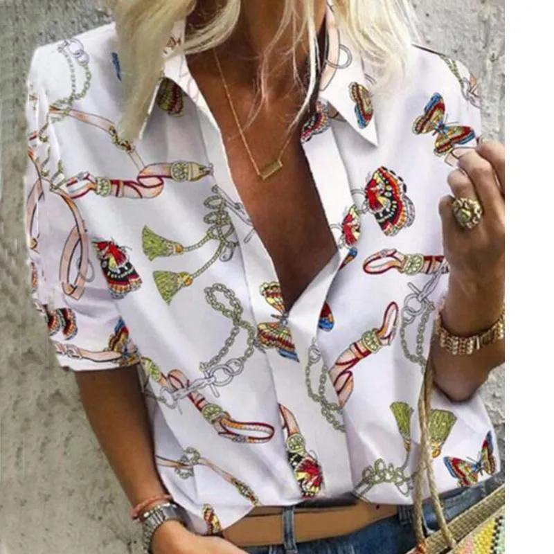 トップス vintage chain design shirt long sleeve Women Long Sleeve Chain Print Vintage Blouse Shirt Tops