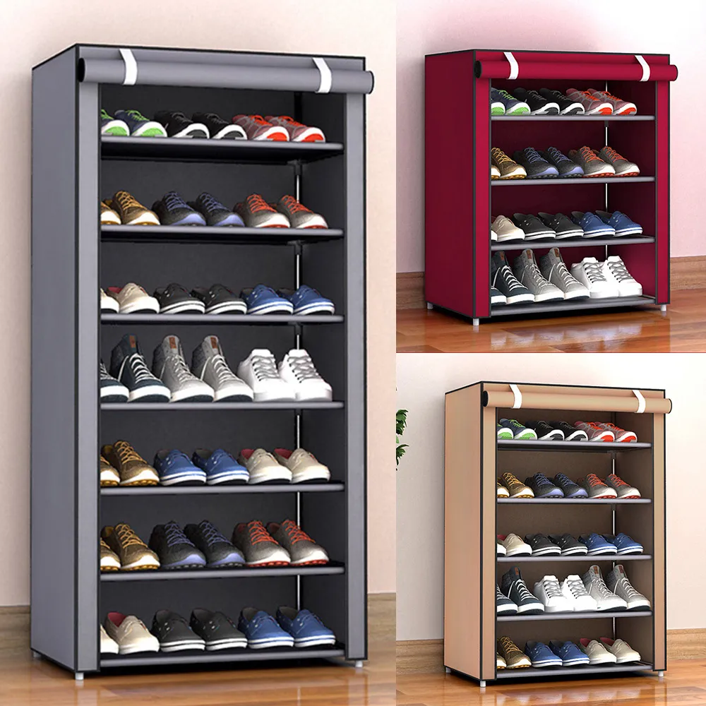 3/4/5/6/8 Layers Dustproof Assemble Shoes Rack DIY Home Furniture Non-woven Storage Shoe Shelf Hallway Cabinet Organizer Holder Y200429