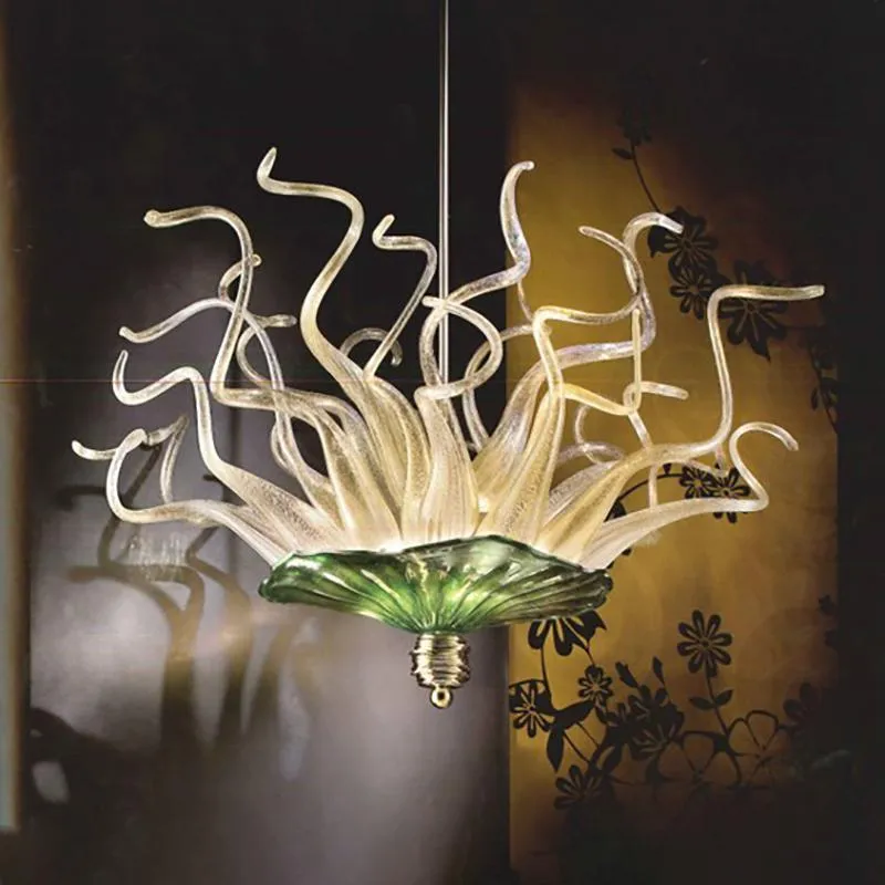 Italiaanse luxe kroonluchters 24 inch glas opknoping lamp led hanglamp slaapkamer licht armaturen moderne kroonluchter verlichting voor de woonkamer