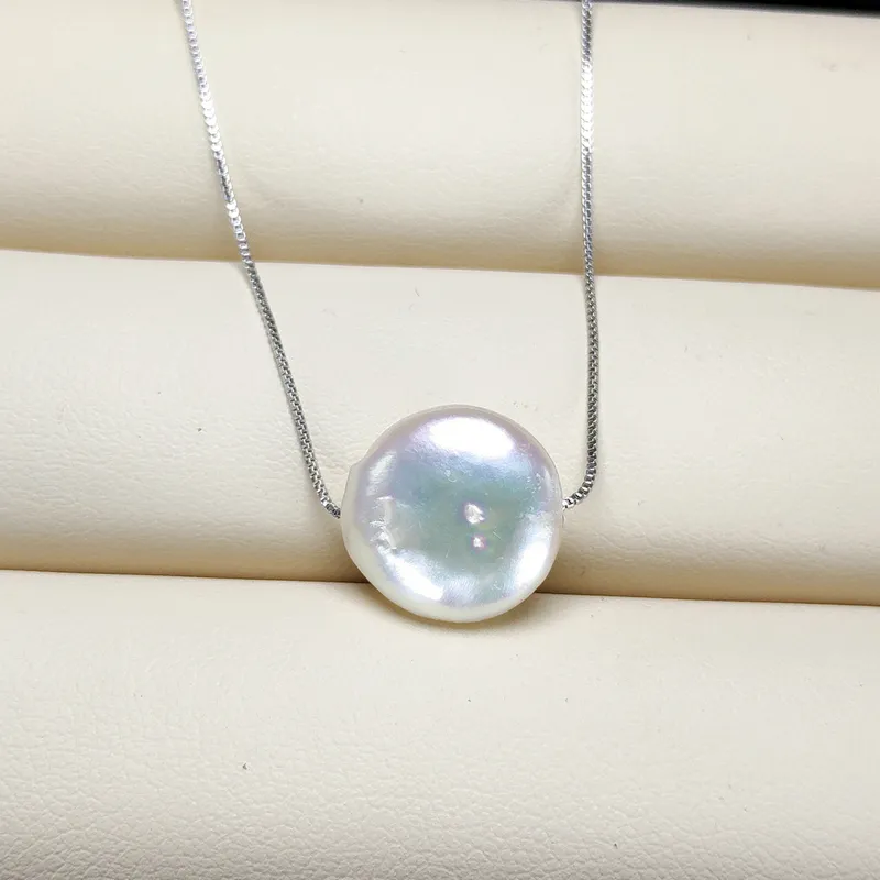 100 Natural Baroque Pearl Necklace S925 Silver Pendant Button Pearl Necklace for Women Fashion Jewelry diy Gift Wedding Gift9831159