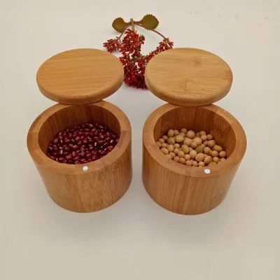 Trä kryddor Pott Bambu Spice Shaker Socker Salt Pepper Örter Storage Bottle Spice Jar för Kök EEA1595