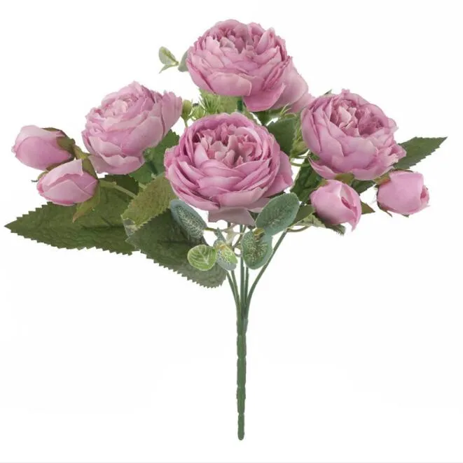 جودة عالية 9 الفروع الورود الاصطناعية زهرة باقة لل زفاف الزفاف باقة المنزل الديكور الاصطناعي زهرة
