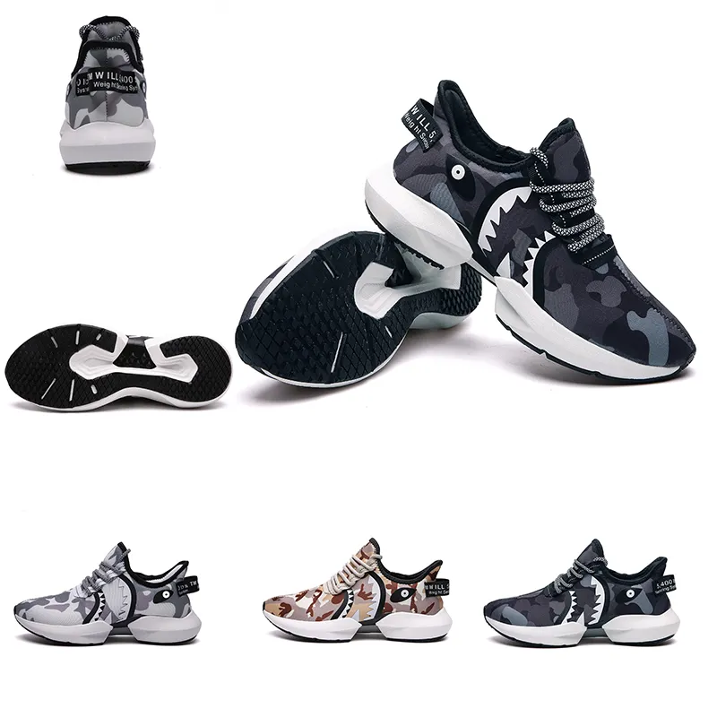Shark Desert Camo Navy Blue Breathable Sport Running Shoes Sneakers Trainers for Men