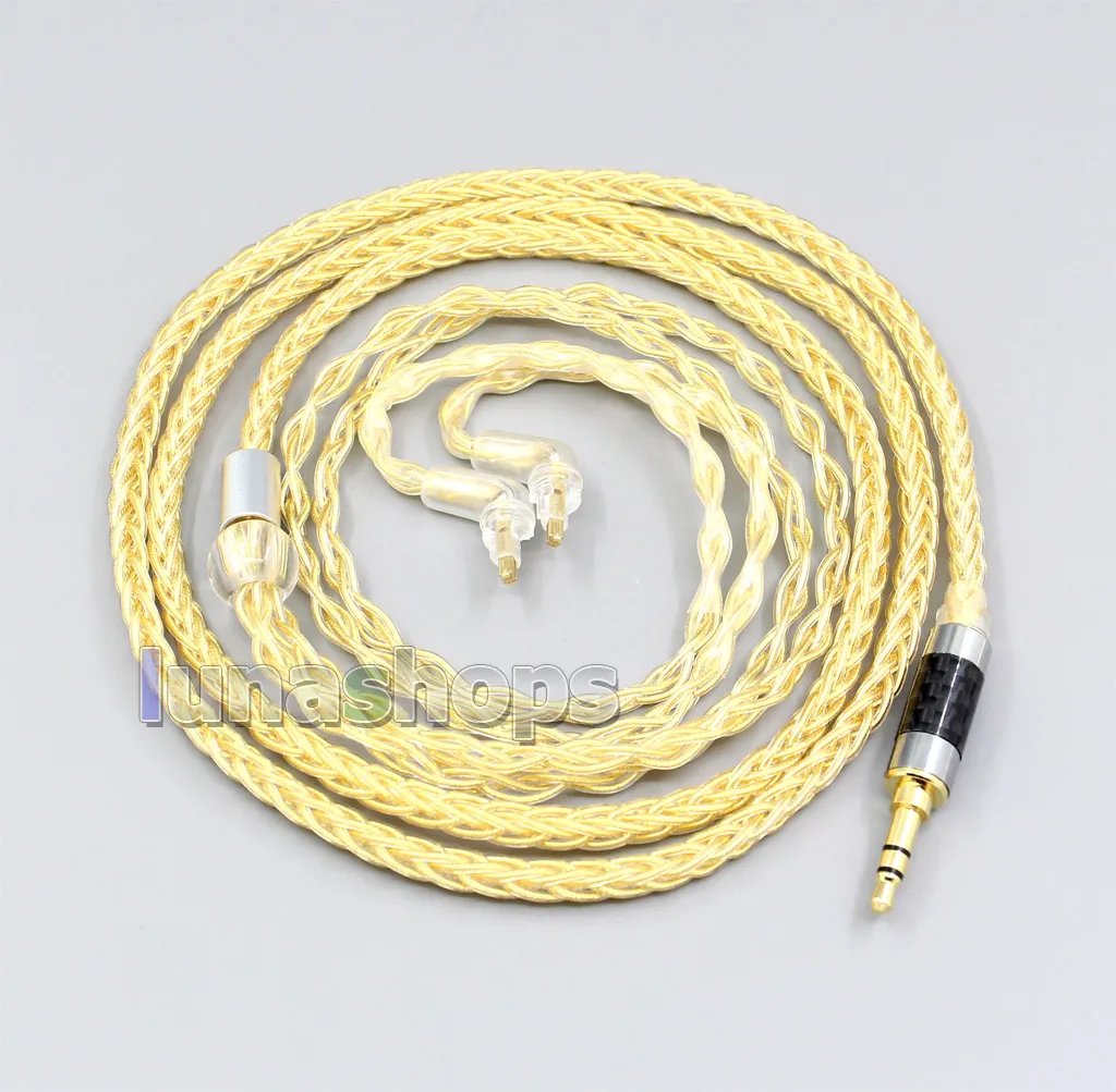 3.5mm 2.5mm 8 Cores 99.99 Pure Silver + Gold Plated Earphone Cable For