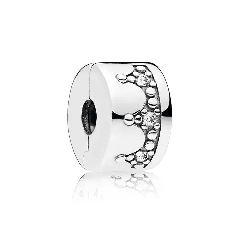 Clip di fascino della corona abbagliante per Pandora CZ Diamond 925 Argento sterling Accessori fai da te regalo di compleanno con scatola